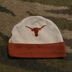 White and Orange Beanie with Longhorn Logo